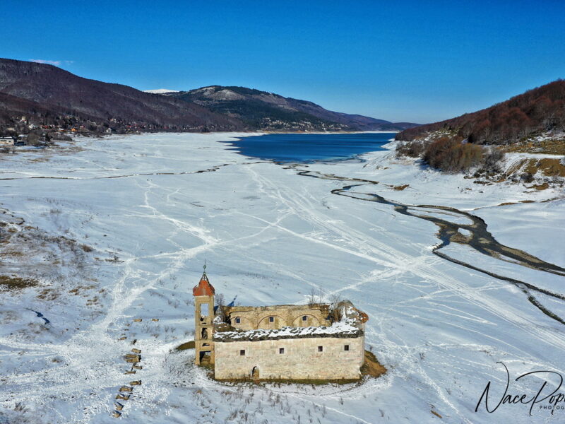 Flooded St. Nikola church in Np Mavrovo
