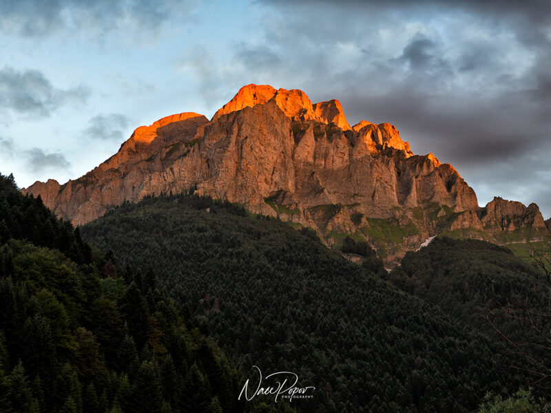 High peaks above waterfalls Lesnica, NPShar Mountain