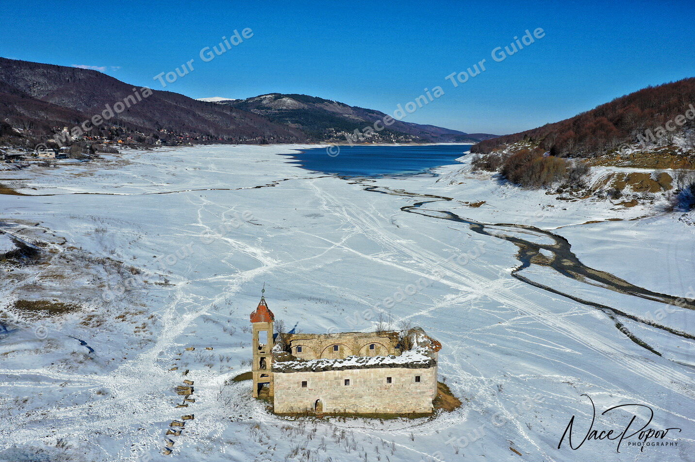 Flooded St. Nikola church in Np Mavrovo